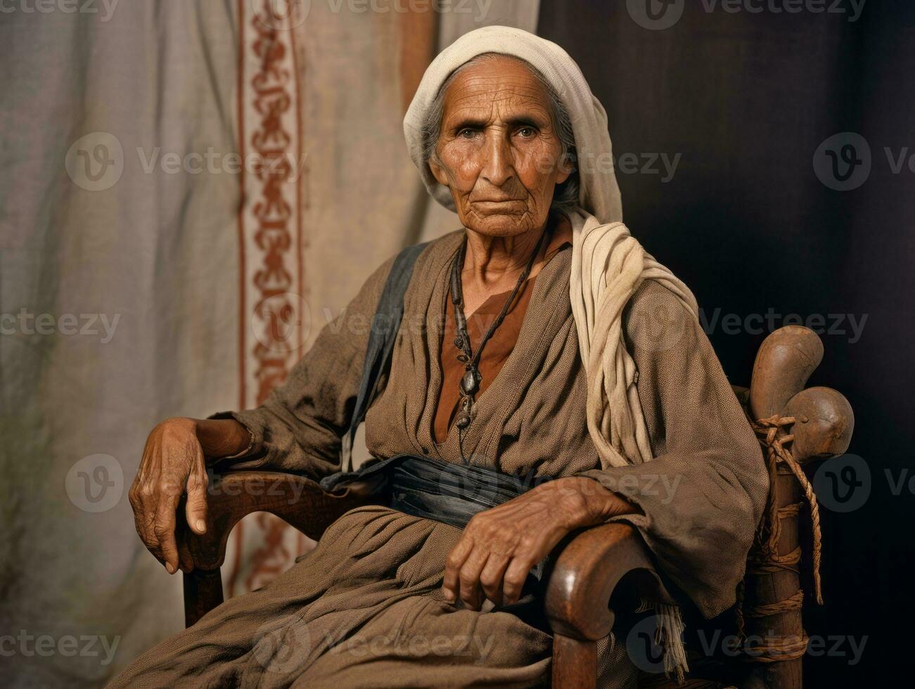 antiguo de colores fotografía de árabe mujer desde temprano 1900 ai generativo foto