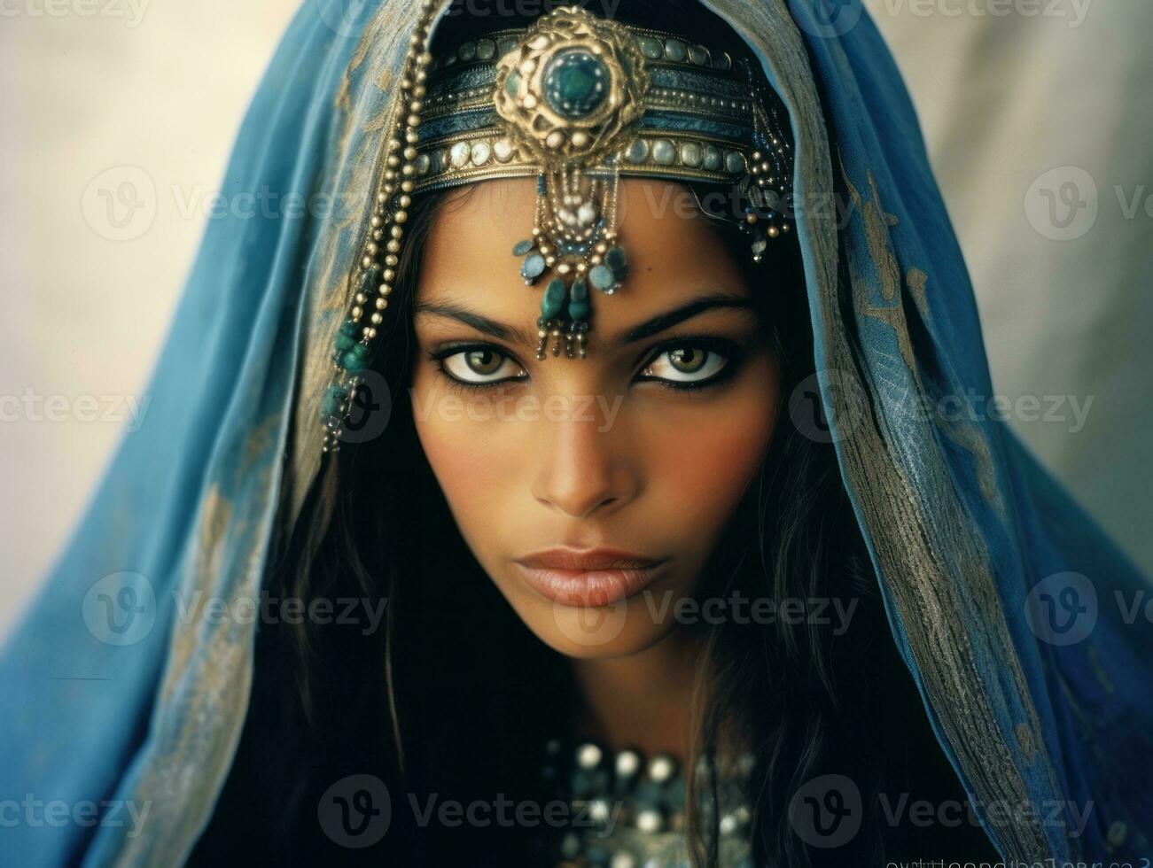 Old colored photograph of arabian woman from early 1900s AI Generative photo