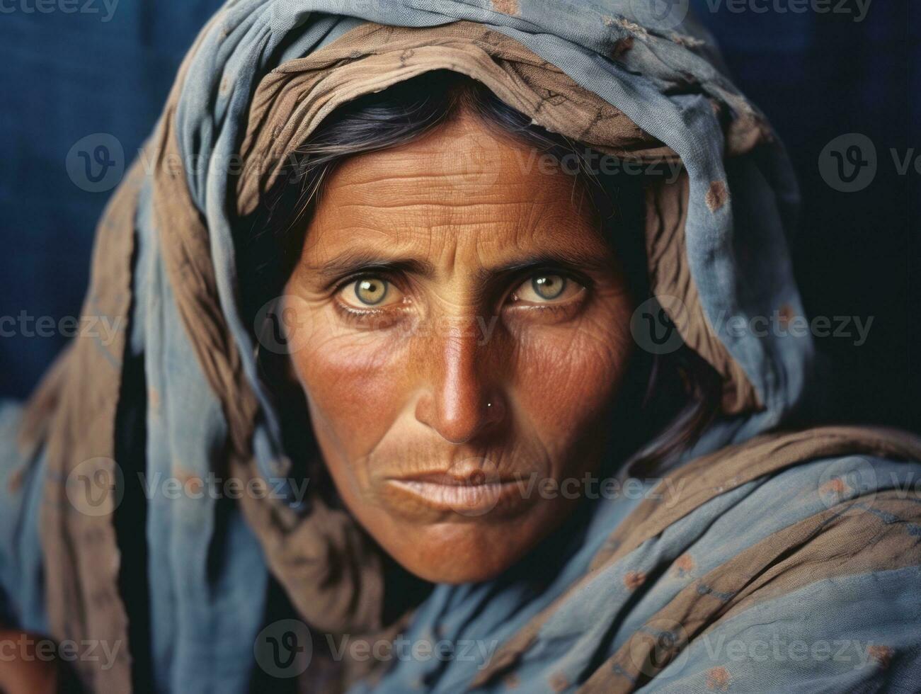 Old colored photograph of arabian woman from early 1900s AI Generative photo