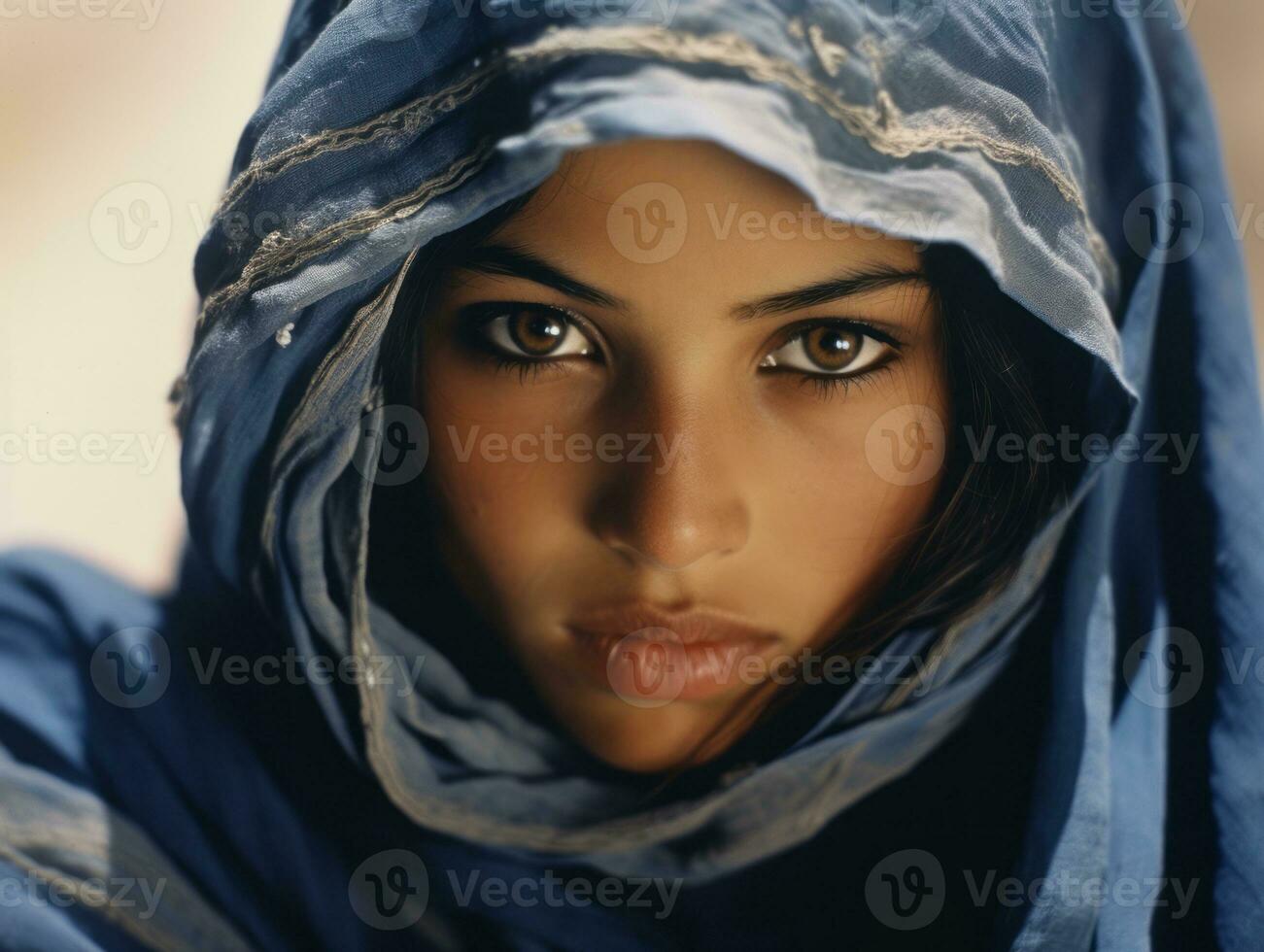 Old colored photograph of arabian woman from early 1900s AI Generative photo