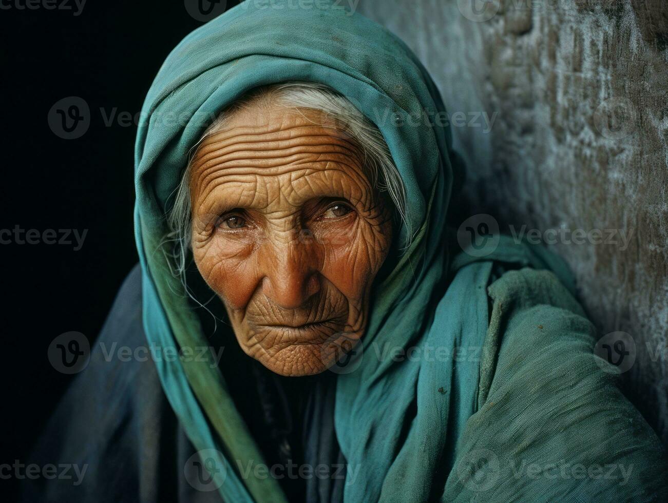 Old colored photograph of arabian woman from early 1900s AI Generative photo