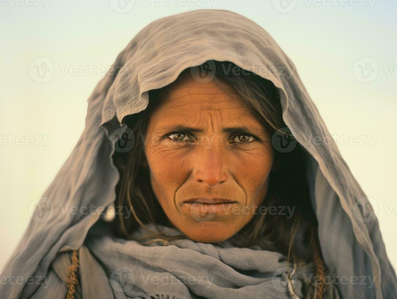 Old colored photograph of arabian woman from early 1900s AI Generative photo