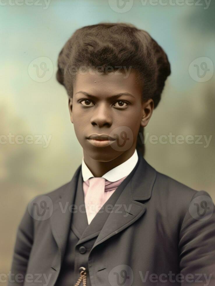 Old colored photograph of a black woman from the early 1900s AI Generative photo