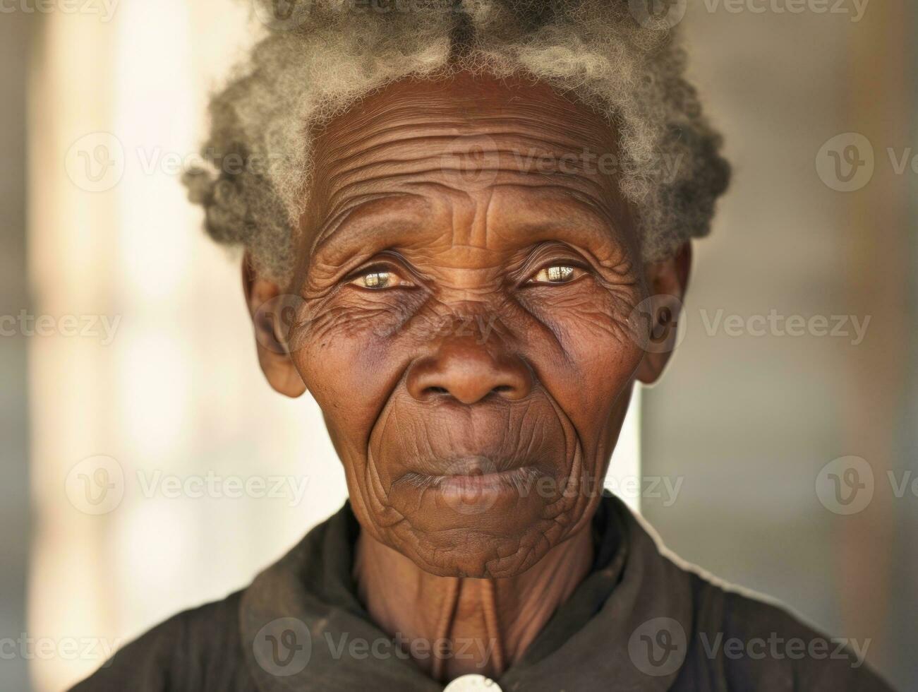 Old colored photograph of a black woman from the early 1900s AI Generative photo
