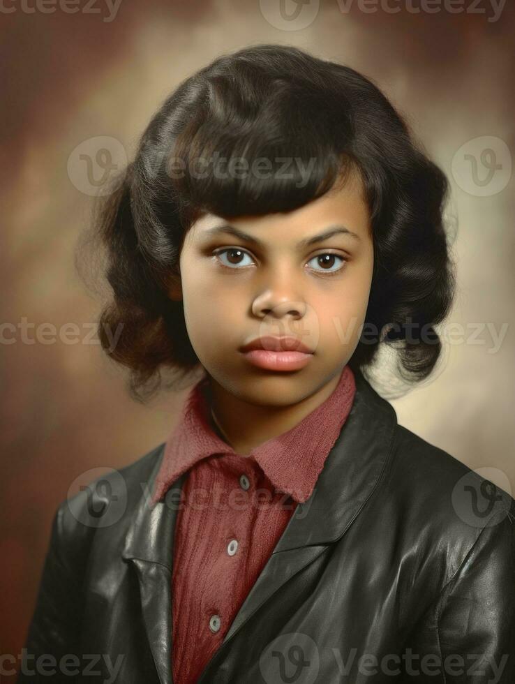 Old colored photograph of a black woman from the early 1900s AI Generative photo