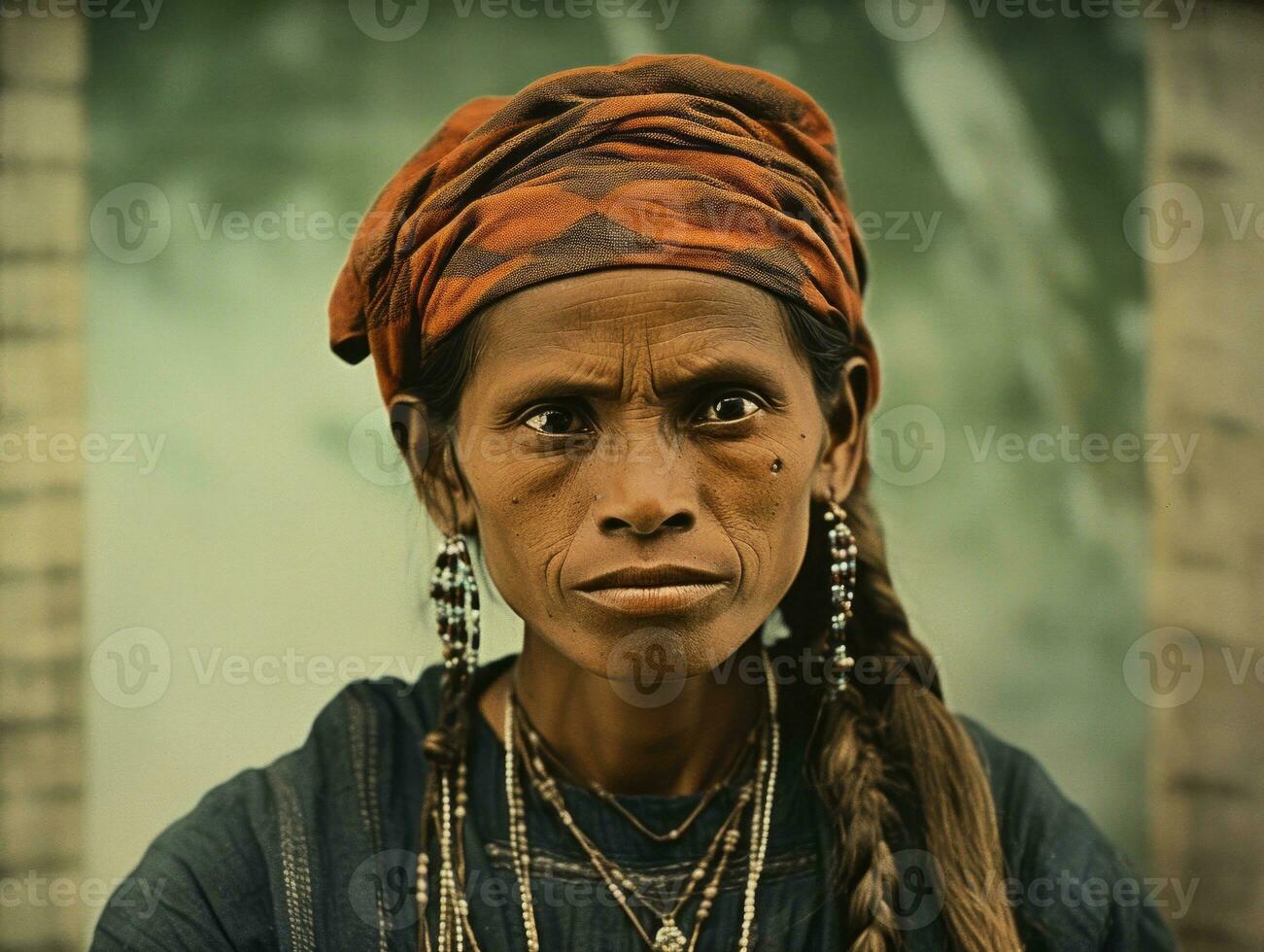 Old colored photograph of a brazilian woman from the early 1900s AI Generative photo