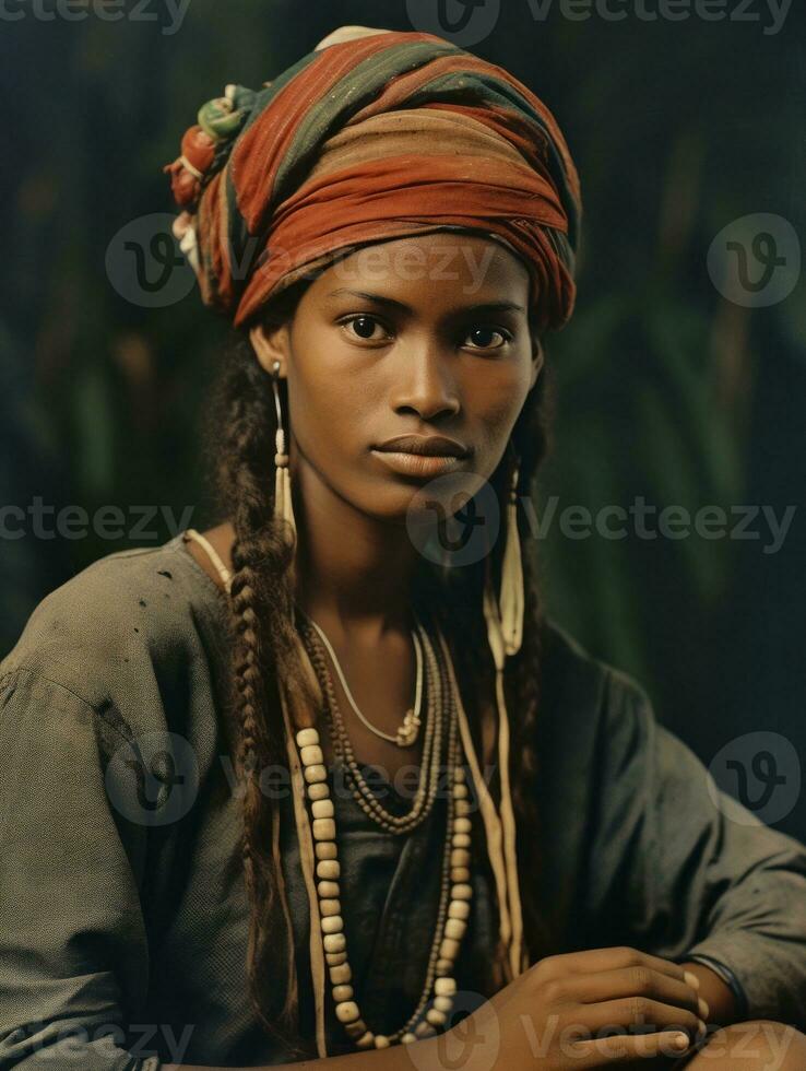 Old colored photograph of a brazilian woman from the early 1900s AI Generative photo