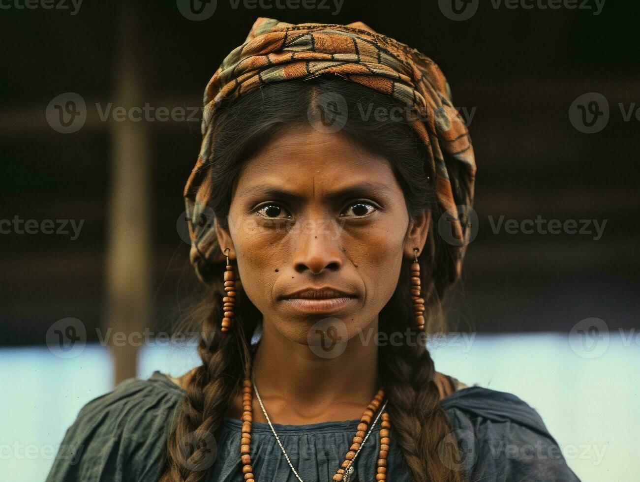 Old colored photograph of a brazilian woman from the early 1900s AI Generative photo