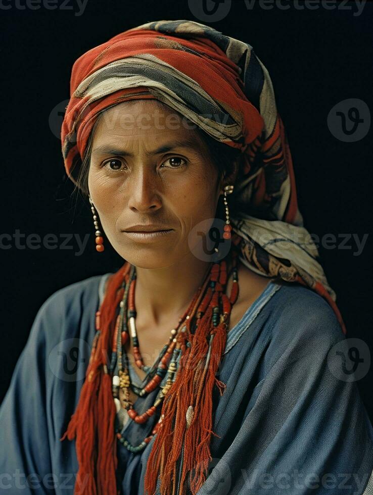 Old colored photograph of a brazilian woman from the early 1900s AI Generative photo