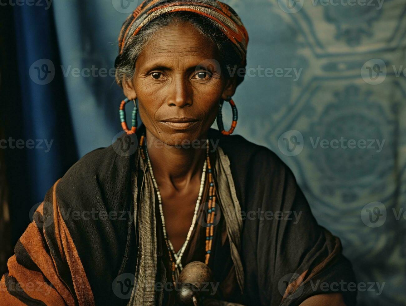 Old colored photograph of a brazilian woman from the early 1900s AI Generative photo