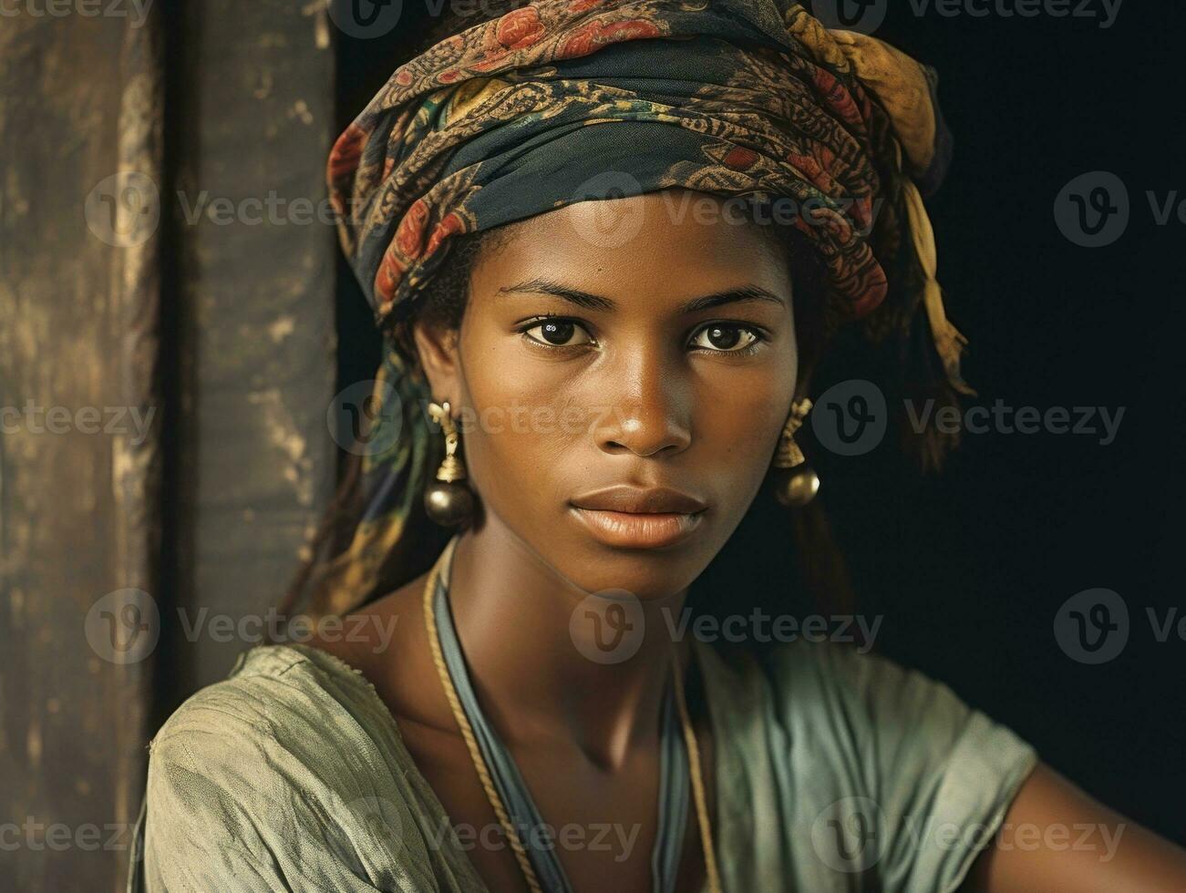 Old colored photograph of a brazilian woman from the early 1900s AI Generative photo