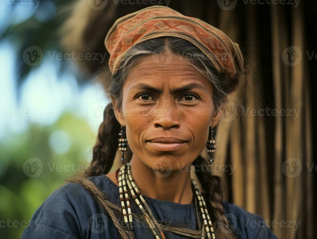 Old colored photograph of a brazilian woman from the early 1900s AI Generative photo