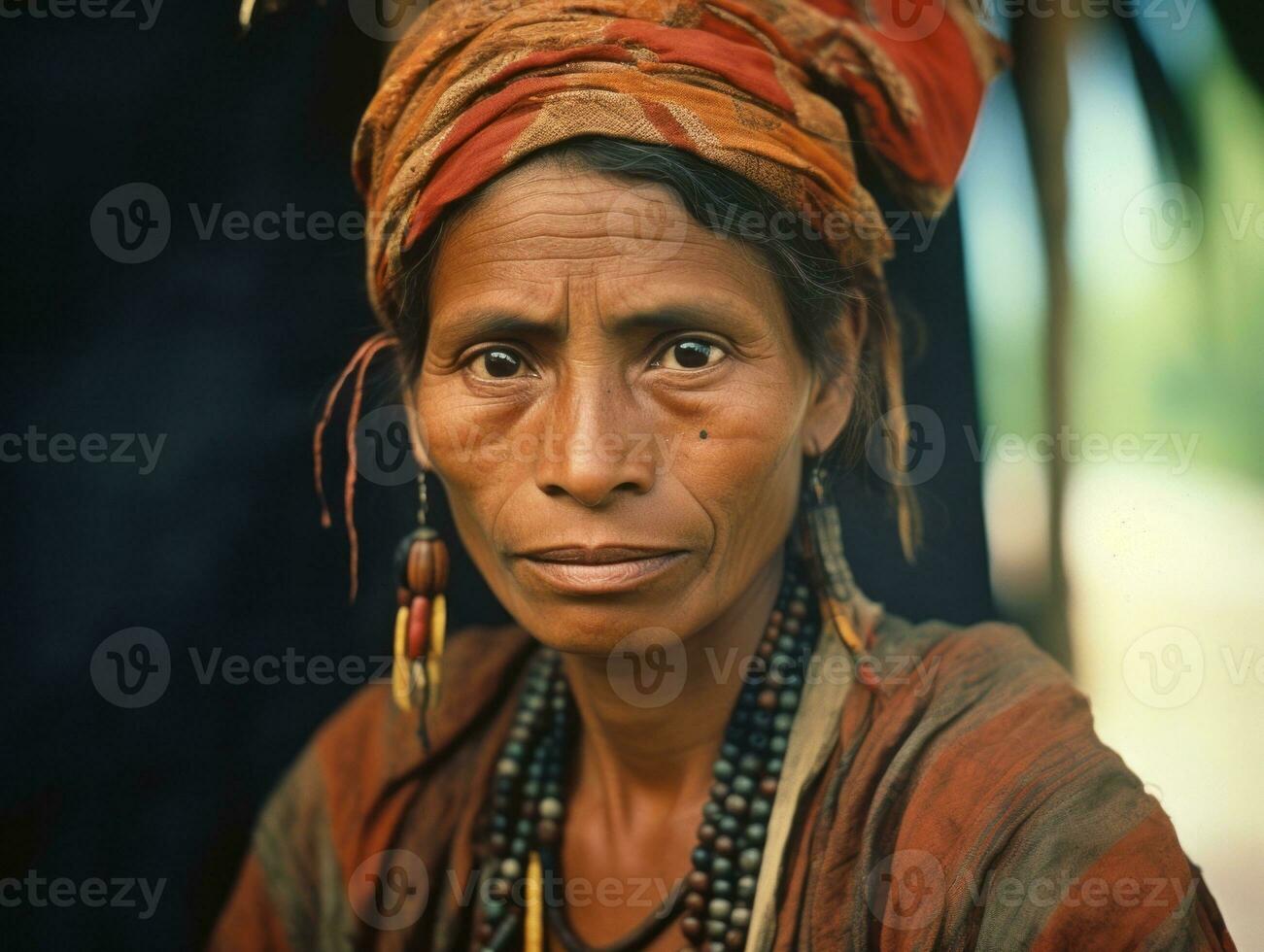 Old colored photograph of a brazilian woman from the early 1900s AI Generative photo