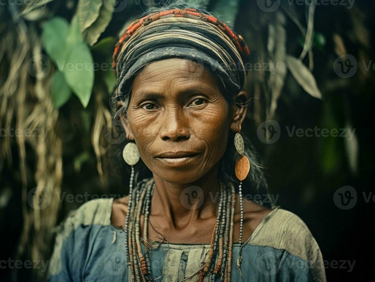 Old colored photograph of a brazilian woman from the early 1900s AI Generative photo