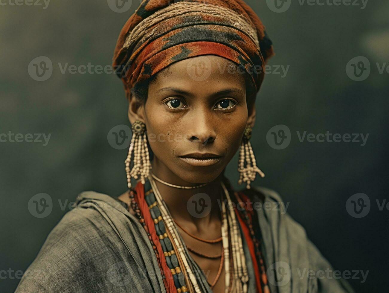 Old colored photograph of a brazilian woman from the early 1900s AI Generative photo
