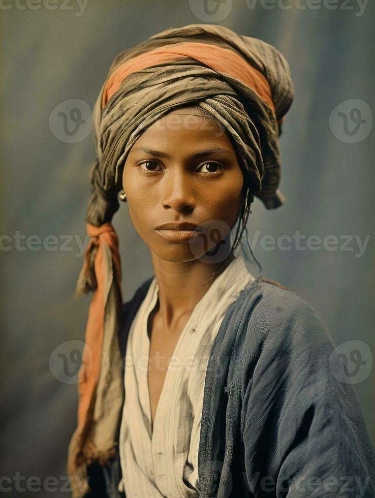 Old colored photograph of a brazilian woman from the early 1900s AI Generative photo