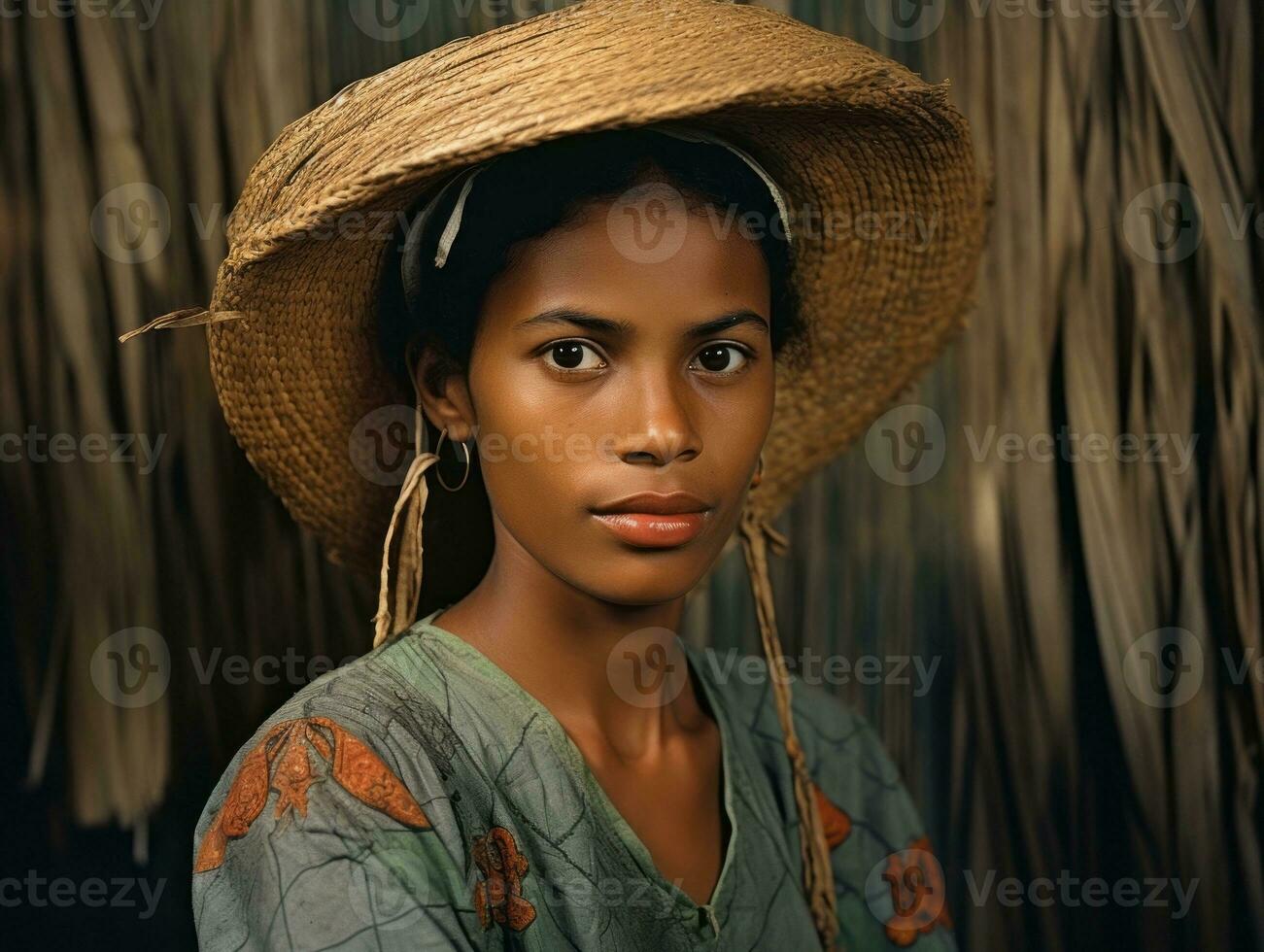 antiguo de colores fotografía de un brasileño mujer desde el temprano 1900 ai generativo foto