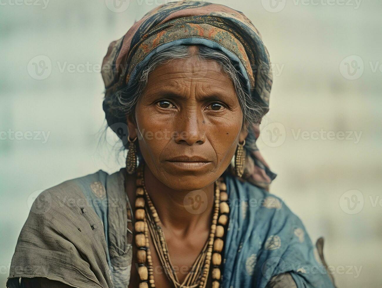 Old colored photograph of a brazilian woman from the early 1900s AI Generative photo