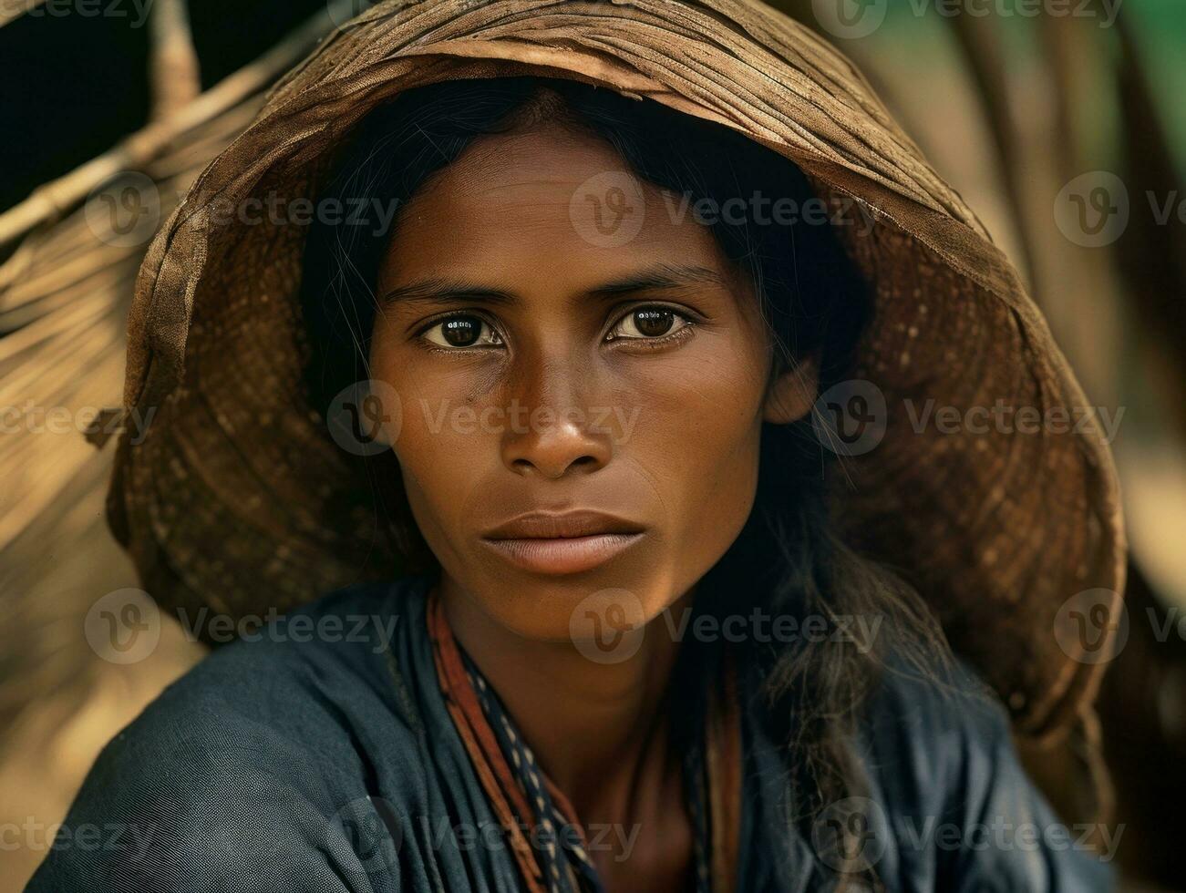 antiguo de colores fotografía de un brasileño mujer desde el temprano 1900 ai generativo foto