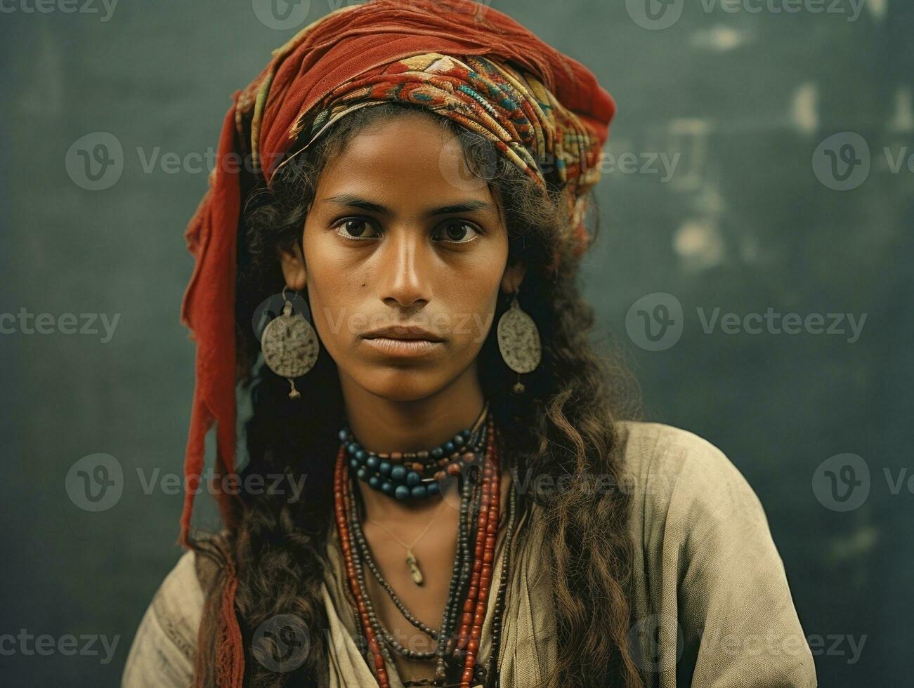 Old colored photograph of a brazilian woman from the early 1900s AI Generative photo
