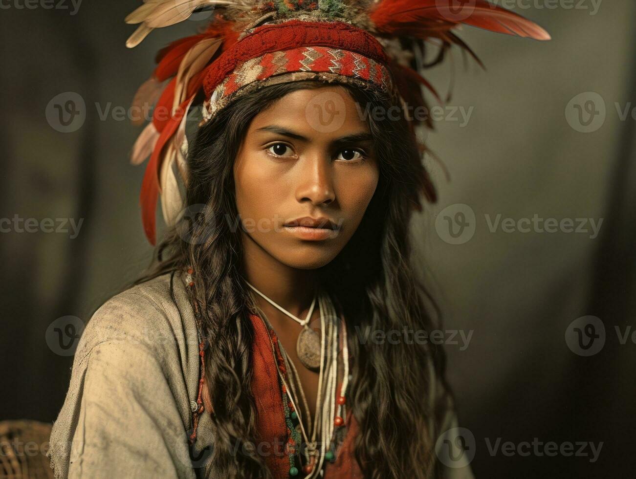 Old colored photograph of a brazilian woman from the early 1900s AI Generative photo