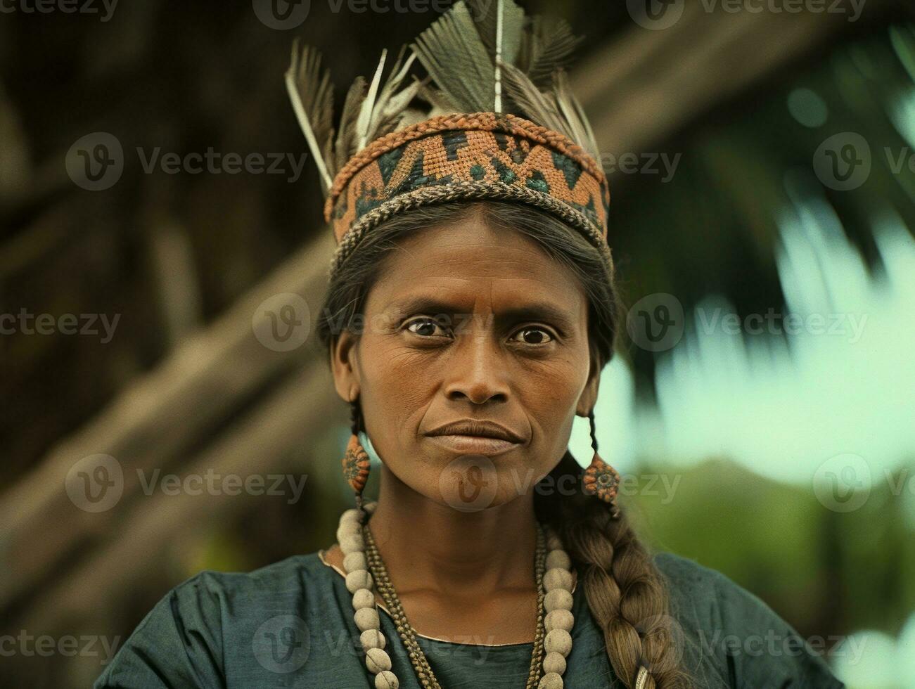 Old colored photograph of a brazilian woman from the early 1900s AI Generative photo