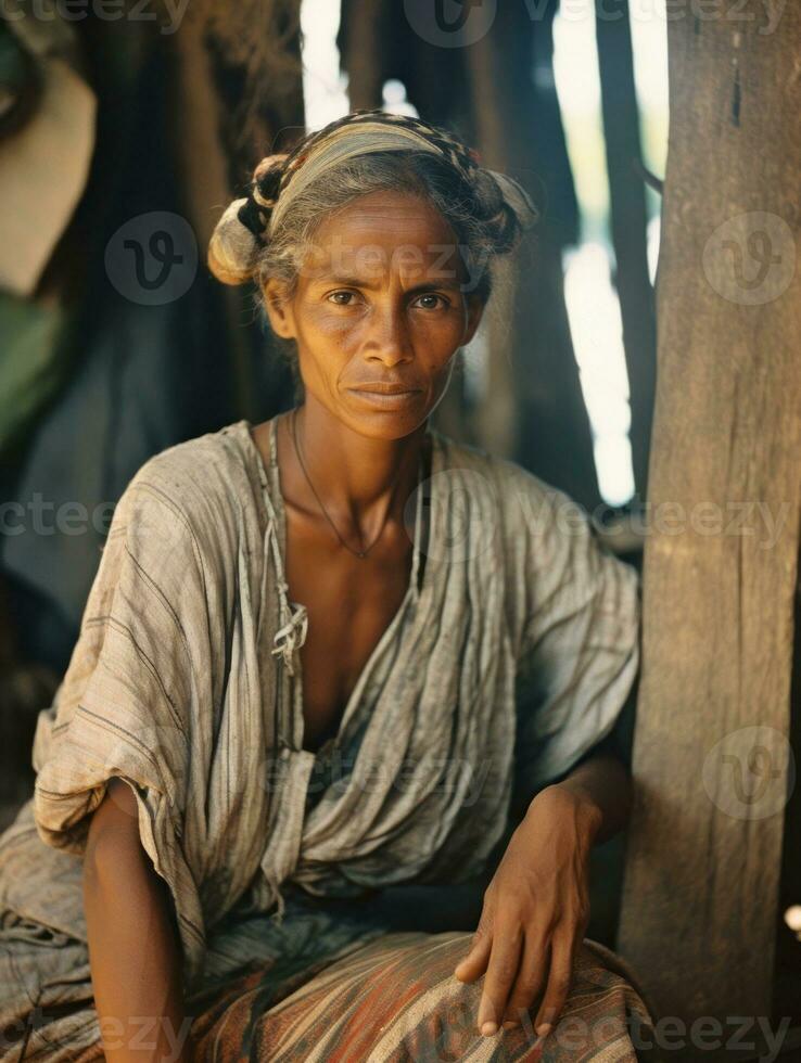 Old colored photograph of a brazilian woman from the early 1900s AI Generative photo