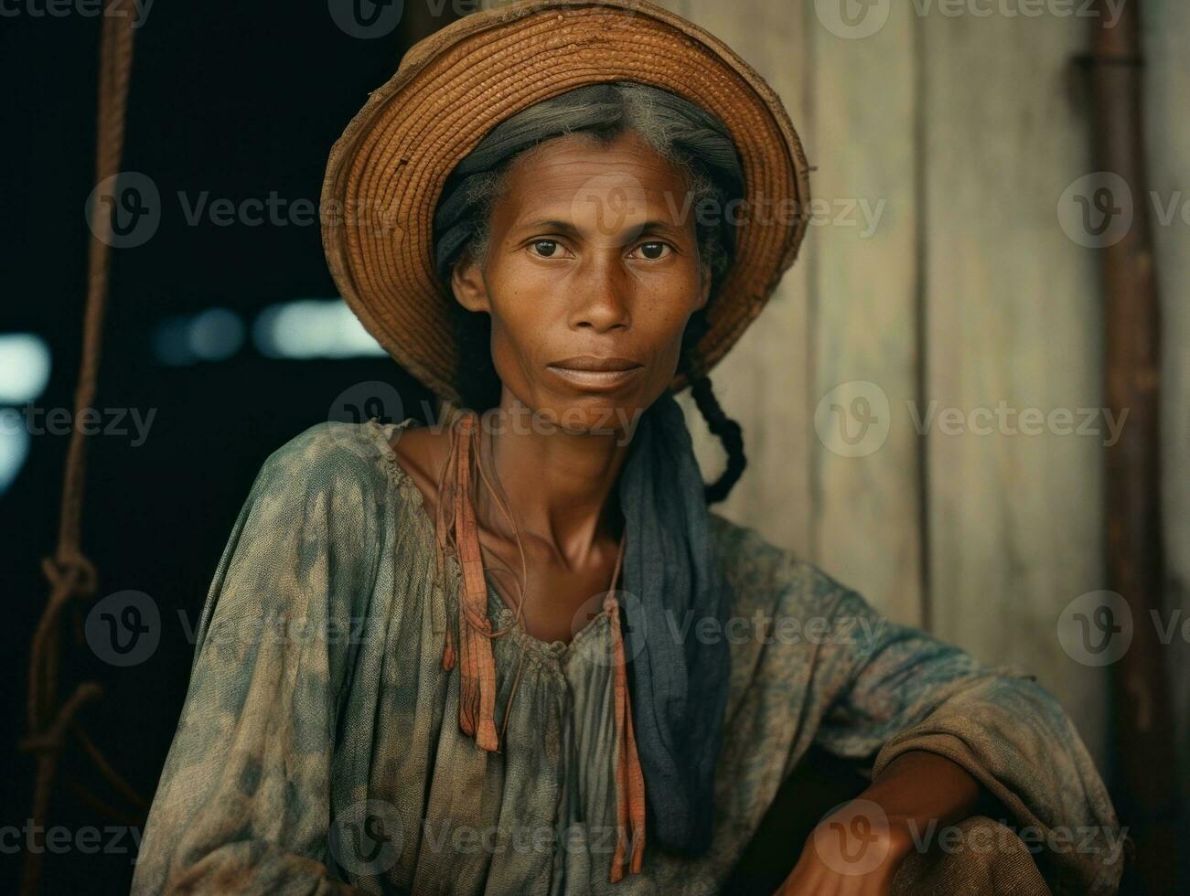 Old colored photograph of a brazilian woman from the early 1900s AI Generative photo