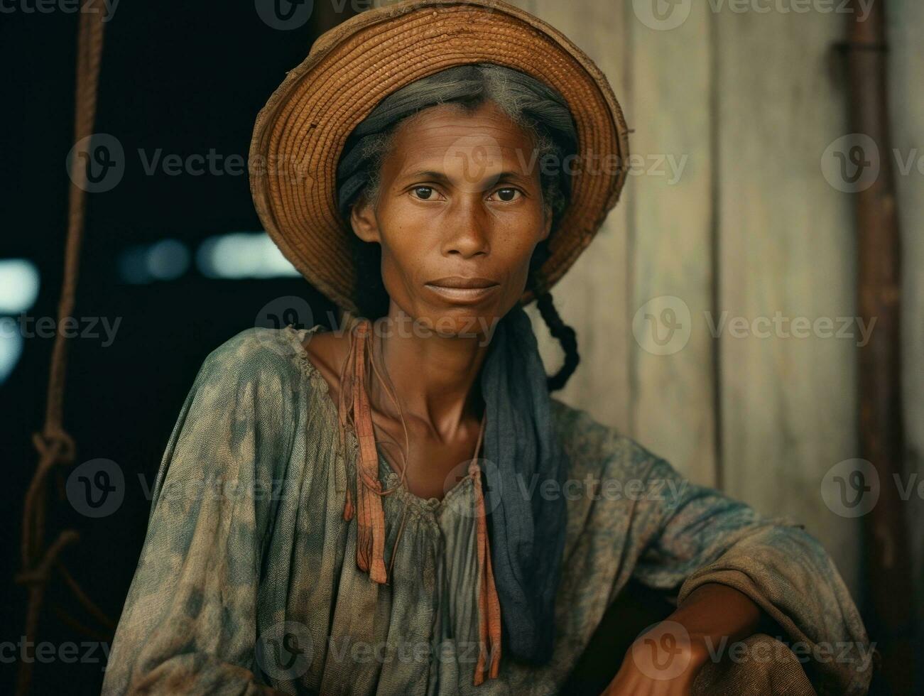 antiguo de colores fotografía de un brasileño mujer desde el temprano 1900 ai generativo foto