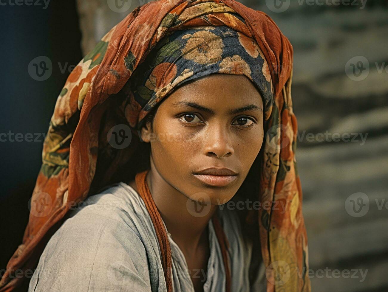 Old colored photograph of a brazilian woman from the early 1900s AI Generative photo