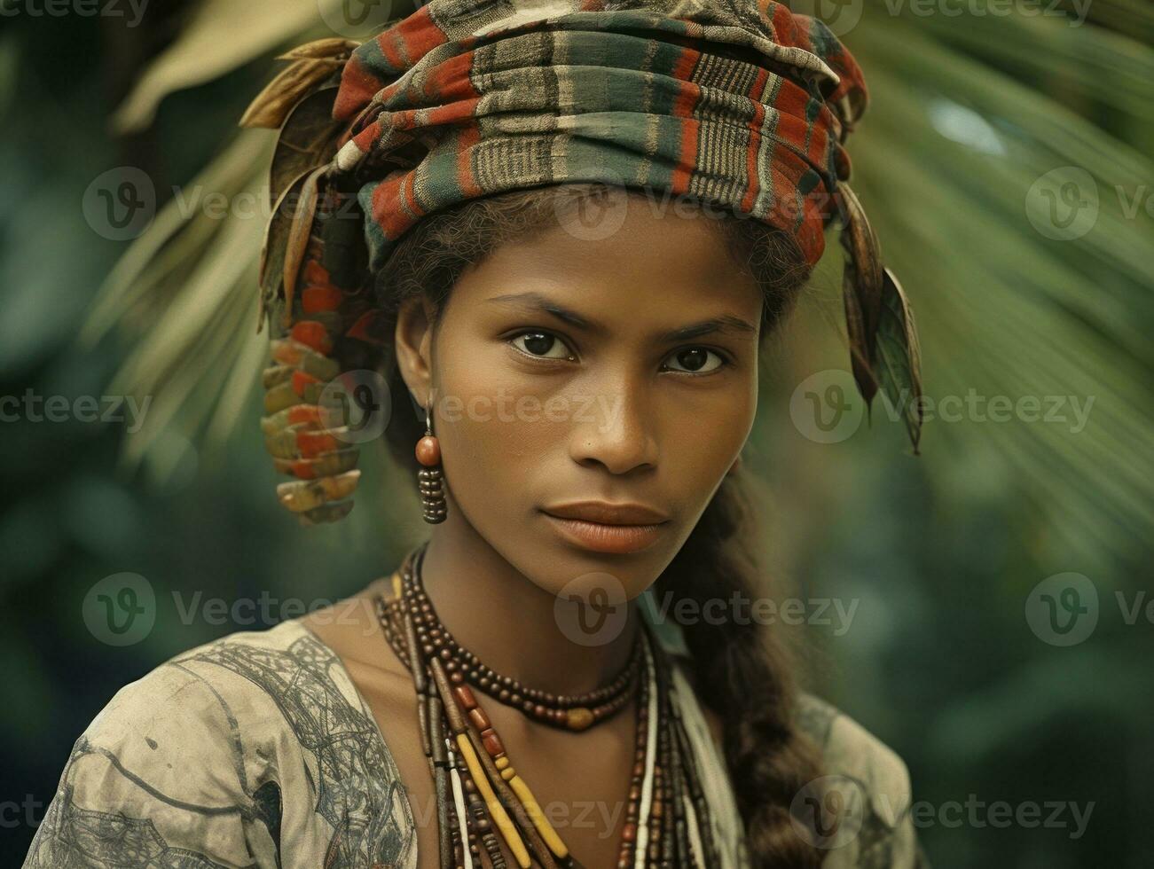 antiguo de colores fotografía de un brasileño mujer desde el temprano 1900 ai generativo foto