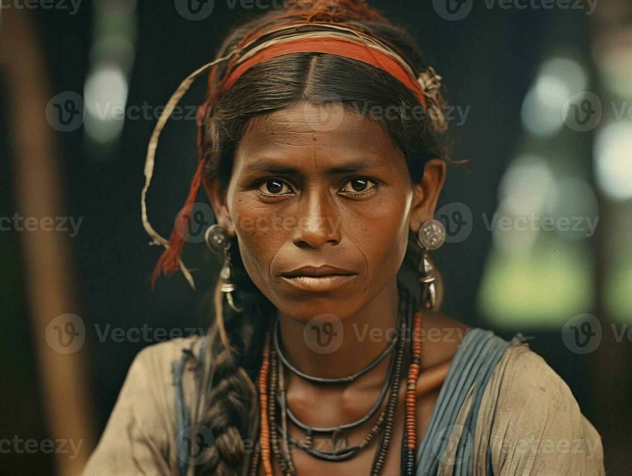 Old colored photograph of a brazilian woman from the early 1900s AI Generative photo