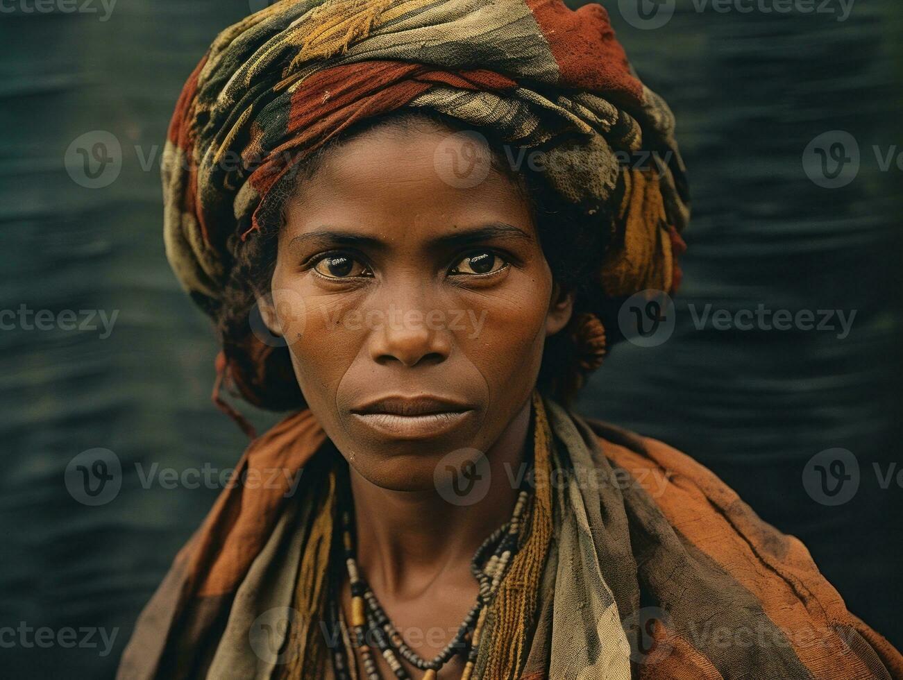 Old colored photograph of a brazilian woman from the early 1900s AI Generative photo