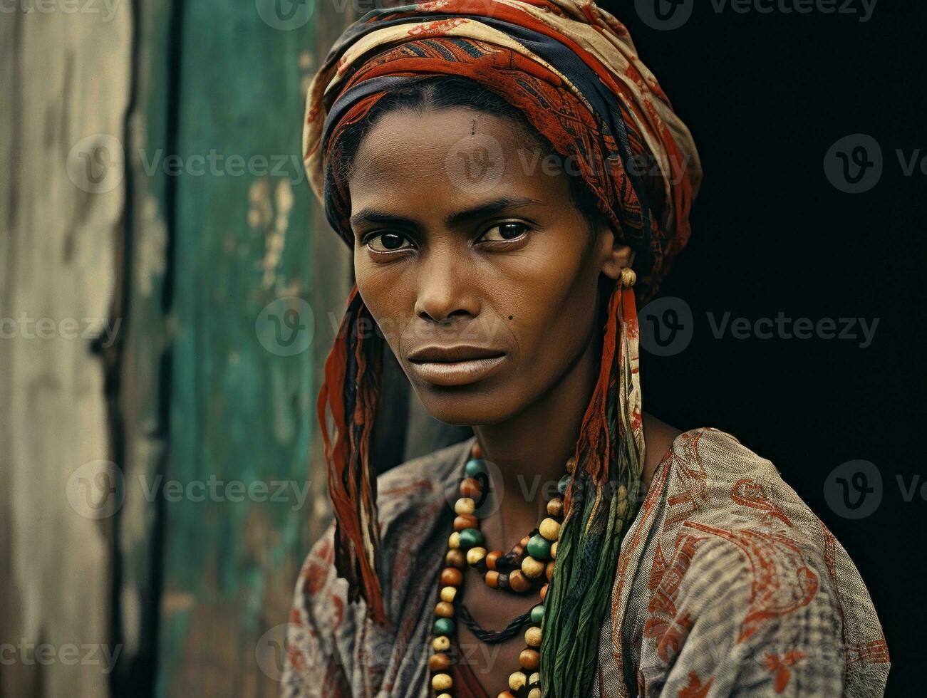 Old colored photograph of a brazilian woman from the early 1900s AI Generative photo