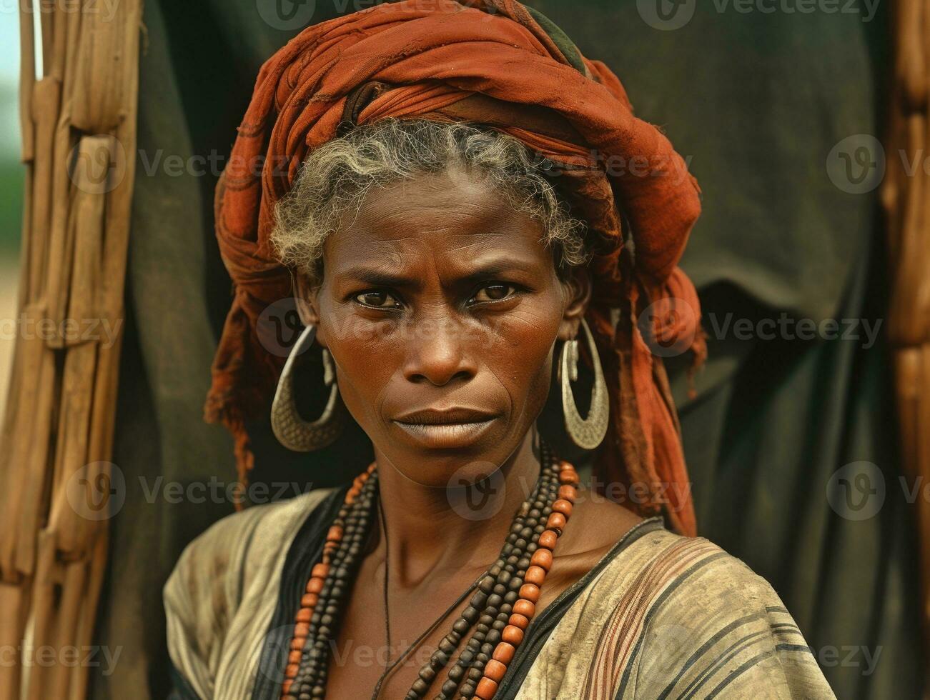 Old colored photograph of a brazilian woman from the early 1900s AI Generative photo