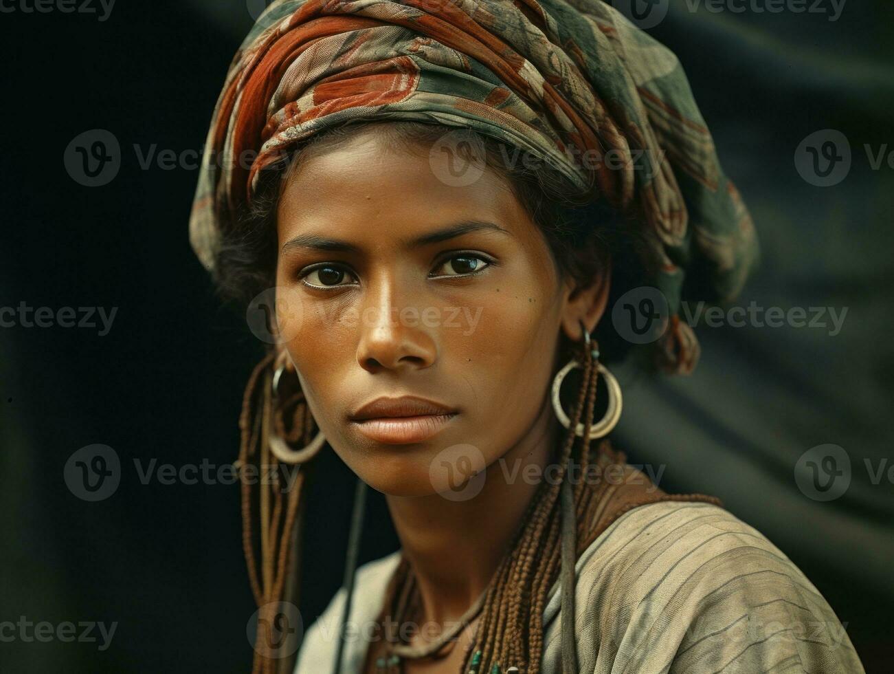 Old colored photograph of a brazilian woman from the early 1900s AI Generative photo