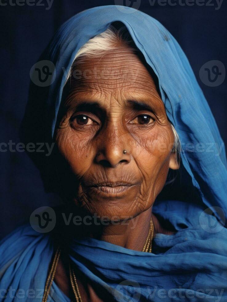 Old colored photograph of a indian woman from the early 1900s AI Generative photo