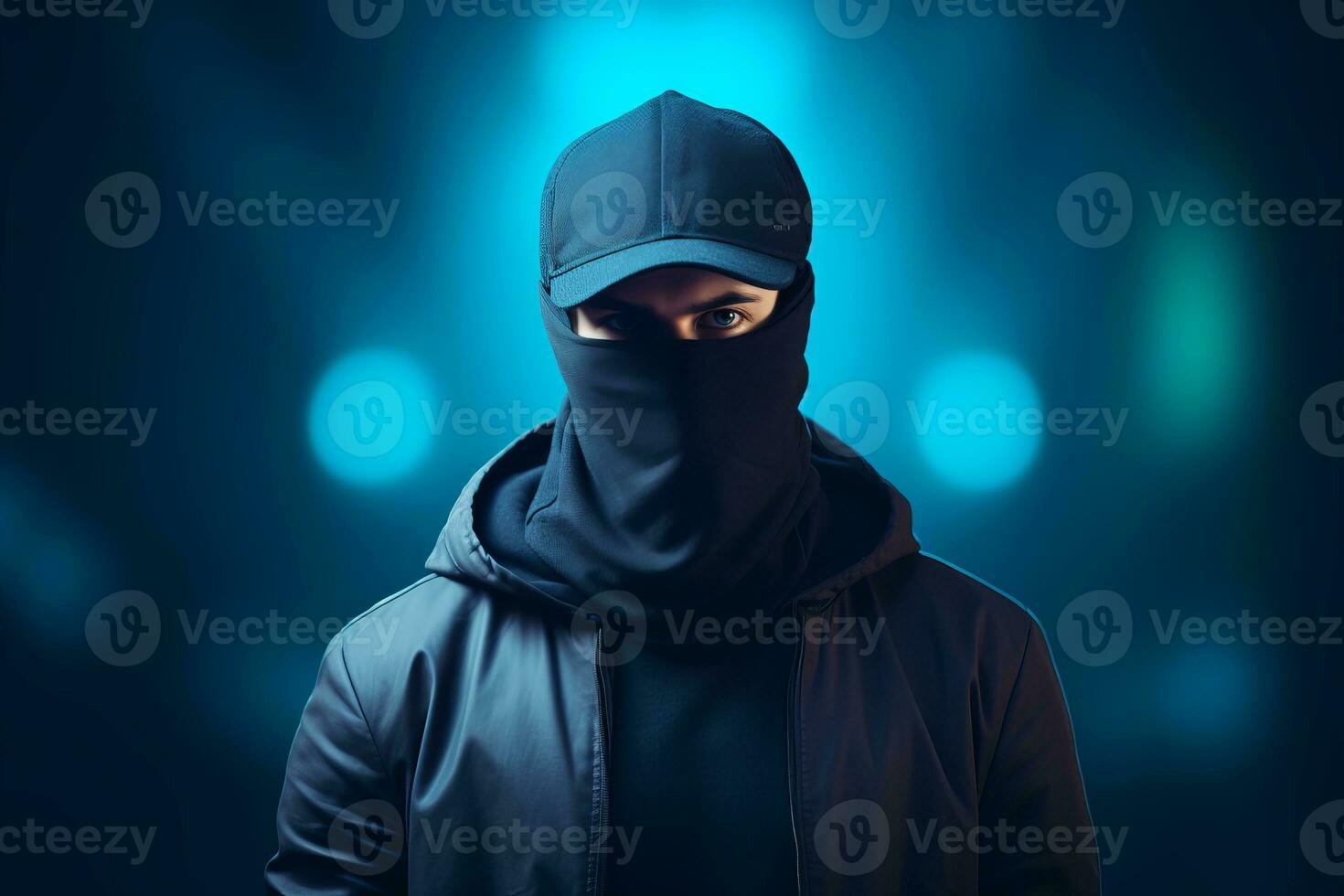 a man wearing a black hoodie and a cap generative ai photo
