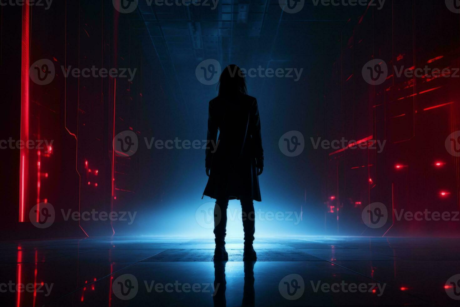 sleek and cutting edge futuristic themed portrait silhouette photo