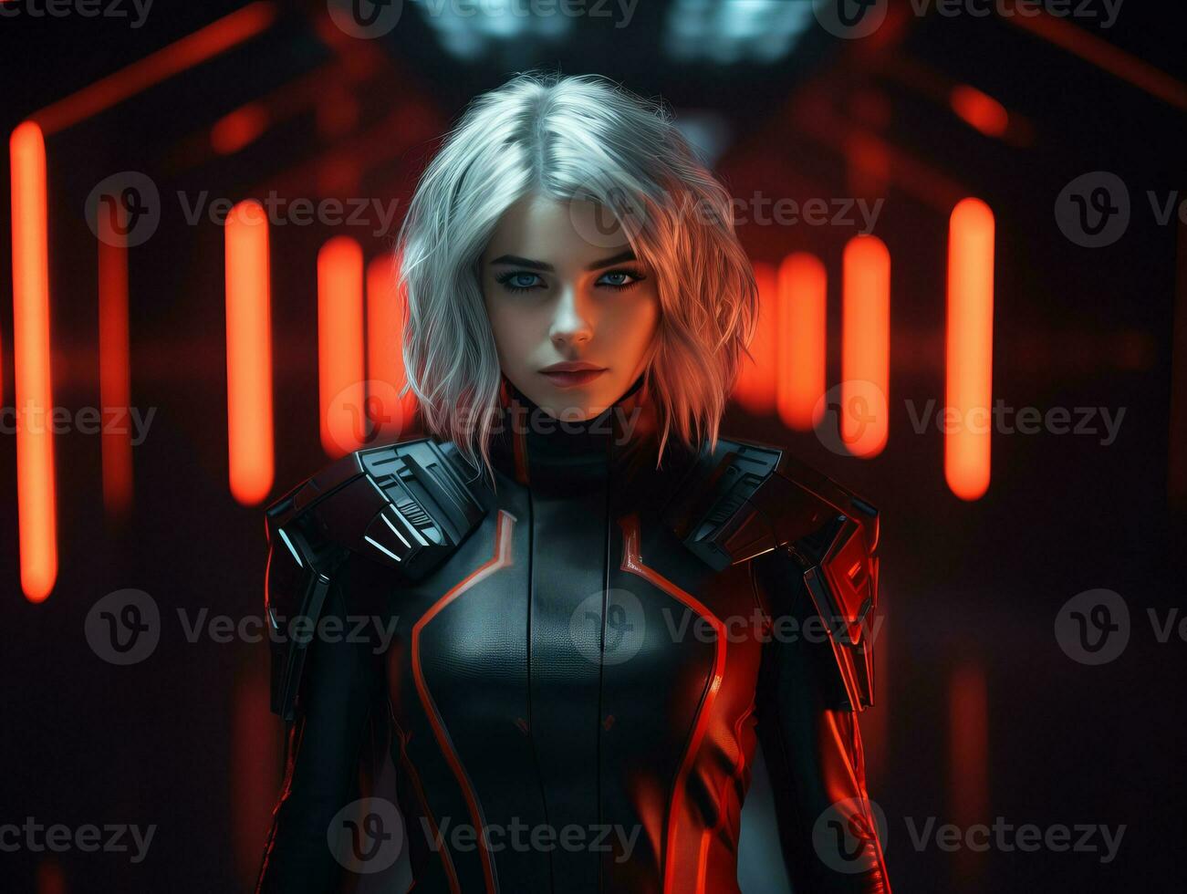 an image of a woman in a futuristic suit photo