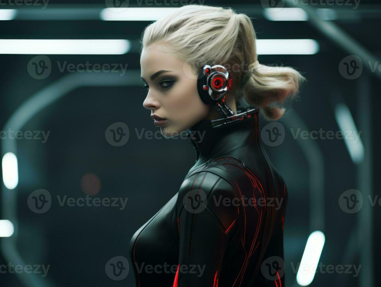 an image of a woman in a futuristic suit generative ai photo