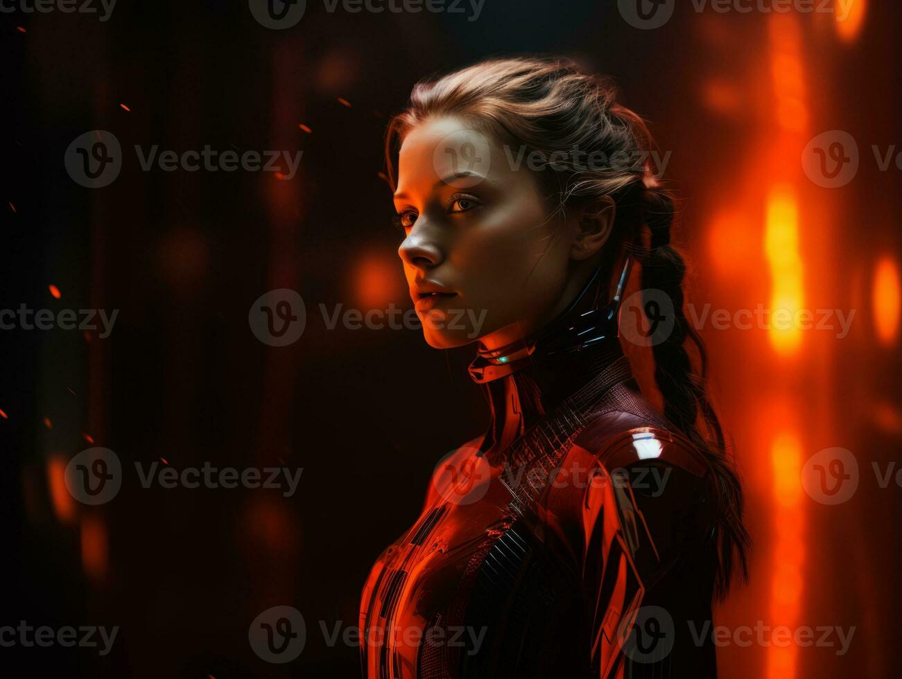 an image of a woman in a futuristic suit photo