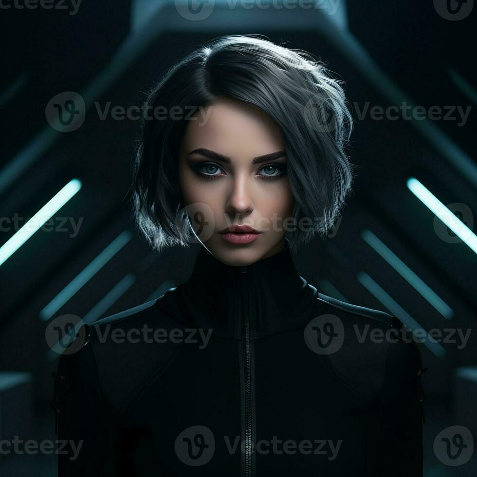 an image of a woman in a futuristic suit photo