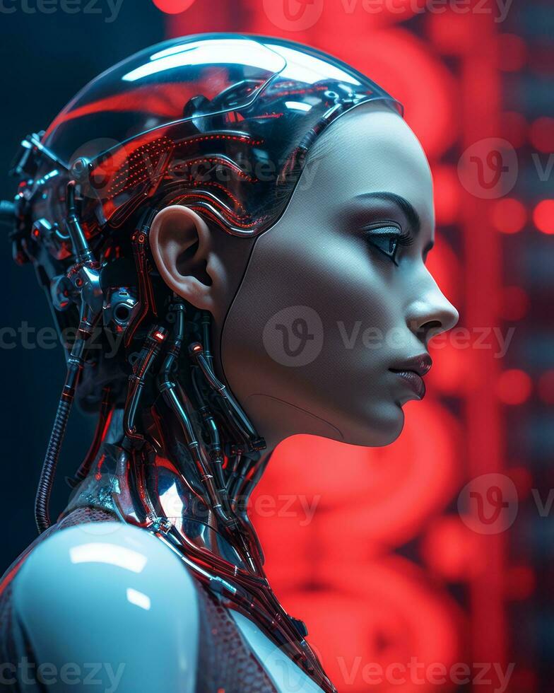 a close up of a woman in a futuristic suit generative ai photo