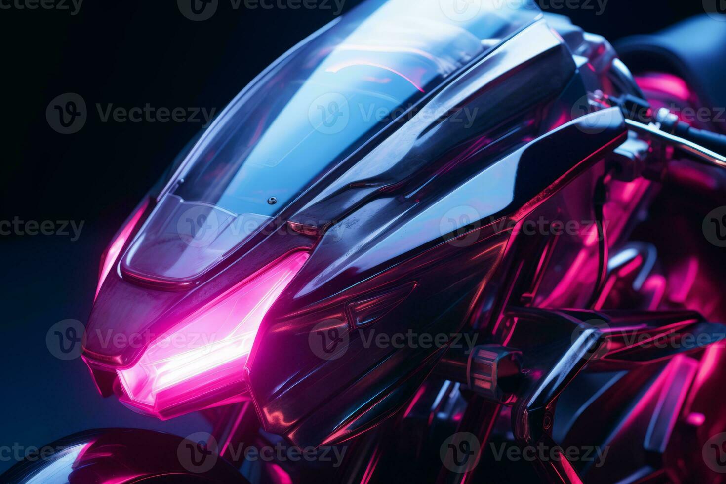 3d rendering of a motorcycle with pink lights generative ai photo