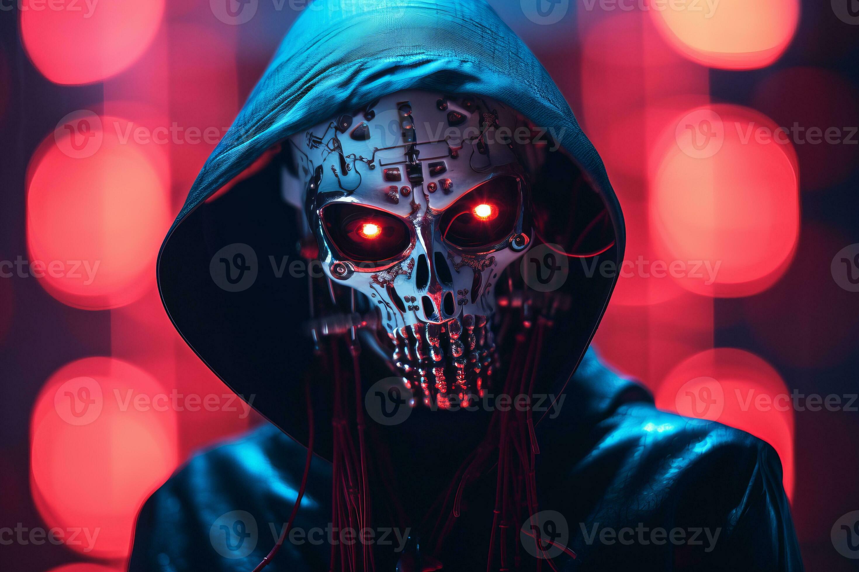 Download A Person Wearing A Neon Mask With A Hoodie Wallpaper