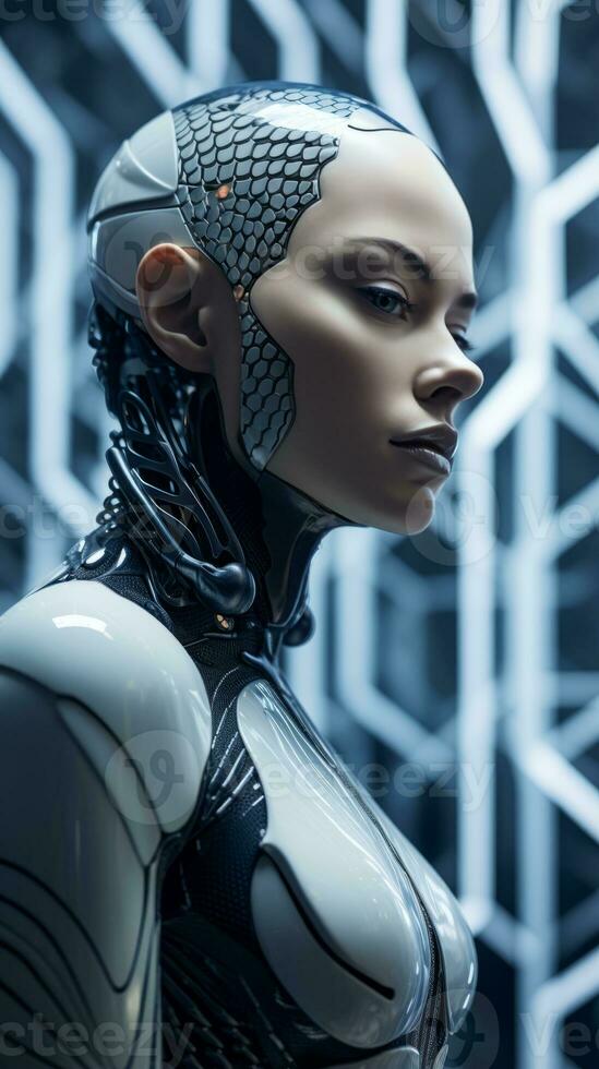 an image of a woman in a futuristic suit photo
