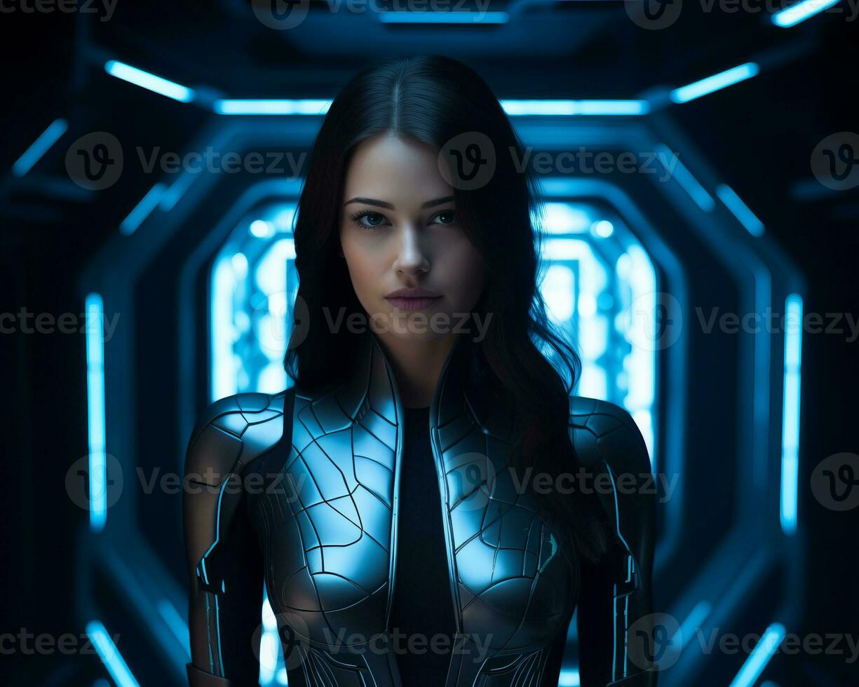 an image of a woman in a futuristic suit photo
