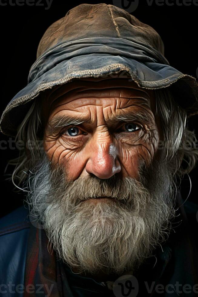 an old man with a hat on his head generative ai 29686434 Stock Photo at Vecteezy