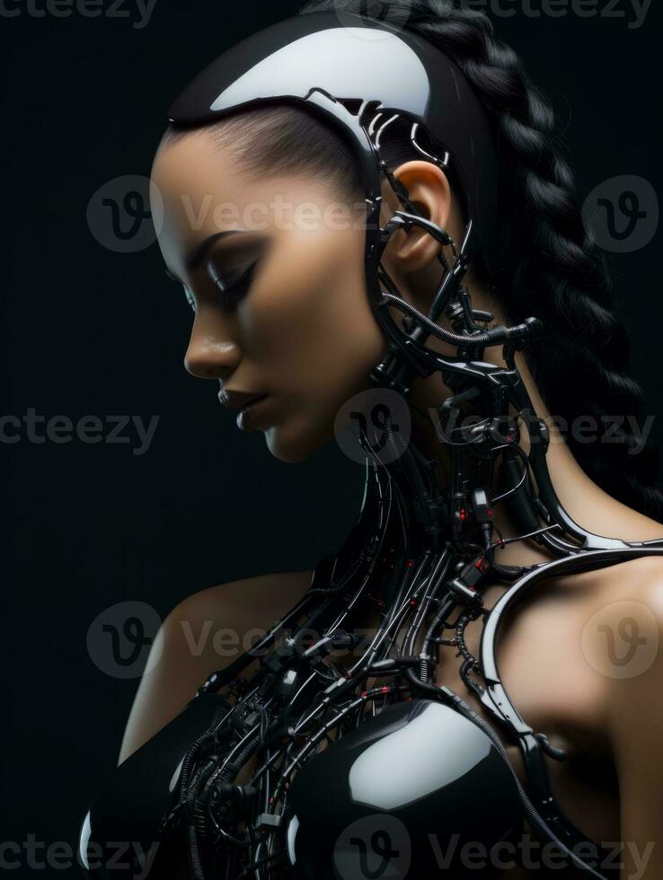3d rendering of a futuristic woman in a futuristic outfit generative ai photo